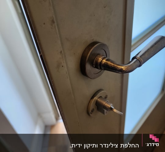 ידית ודלת עם מנעול מתכת